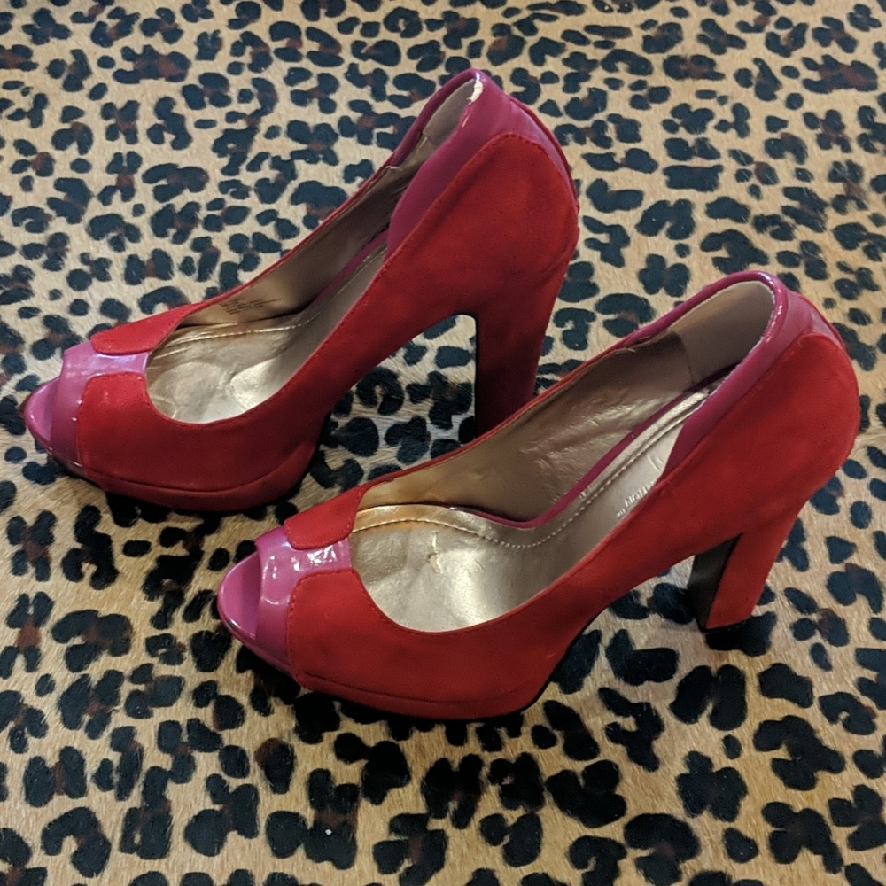 BCBGeneration Red Peep-Toe Heels